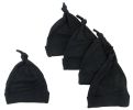 Bambini Black Knotted Baby Cap (Pack of 5)