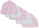 Bambini Pink & White Baby Caps (Pack of 5)