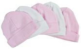 Bambini Pink & White Baby Caps (Pack of 5)