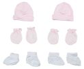 Bambini Girls' Cap, Booties and Mittens 6 Piece Layette Set