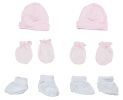 Bambini Girls' Cap, Booties and Mittens 6 Piece Layette Set