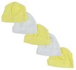 Bambini Yellow & White Baby Caps (Pack of 5)
