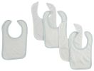 Bambini White Bib With Blue Trim and White Trim (Pack of 5)