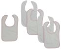 Bambini White Bib With Pink Trim and White Trim (Pack of 5)