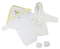 Bambini Neutral Newborn Baby 3 Pc Layette Set (Gown, Robe, Hooded Towel)