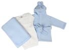 Bambini Newborn Baby Boys 3 Pc Layette Set (Gown, Robe, Fleece Blanket)