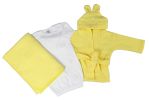 Bambini Neutral Newborn Baby 3 Pc Layette Set (Gown, Robe, Fleece Blanket)