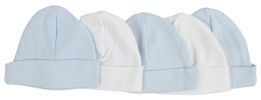 Bambini Blue & White Baby Caps (Pack of 5)
