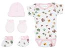 Bambini Newborn Baby Girls 4 Pc Layette Baby Shower Gift Set